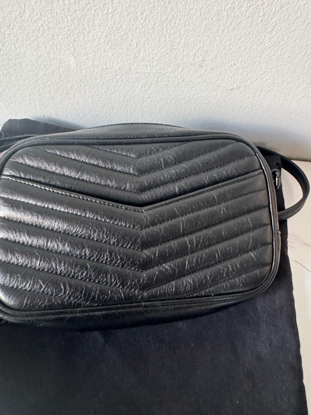 Saint Laurent Black Chevron Quilted Leather Camera Crossbody with Tassel - Picture 4 of 8
